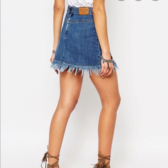 ASOS Frayed Hem Denim Skirt - Picture 2 of 6